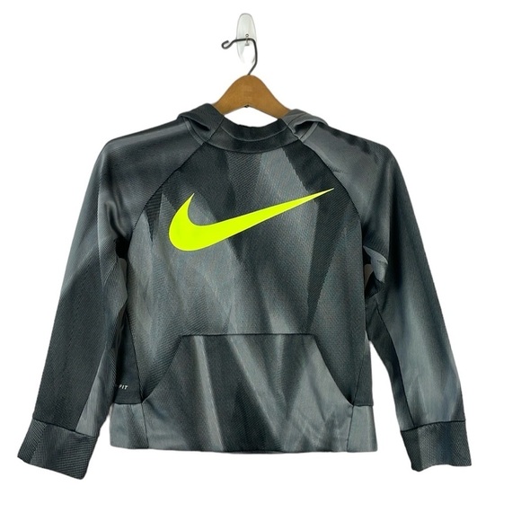Nike Other - NIKE Dri-Fit Youth Big Swoosh Pullover Hoodie SZ M High neck Green/Gray/Black